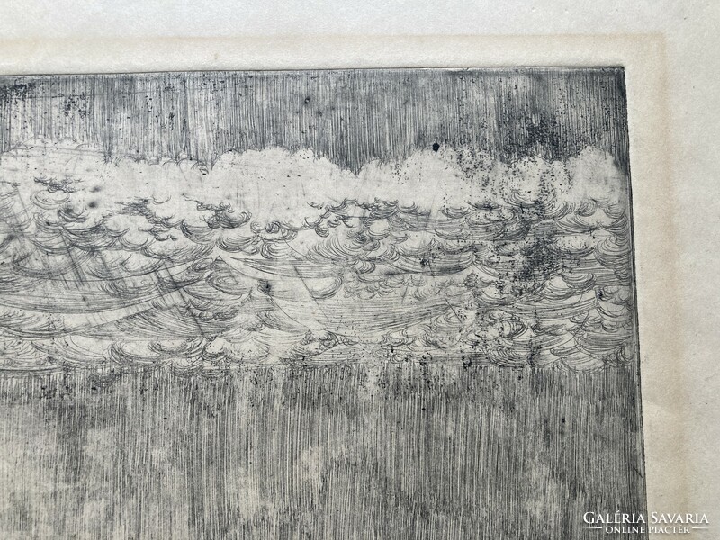 Béla Stettner (1928-1984): zigliget about Badacsony, balat, marked etching - gallery, 1967
