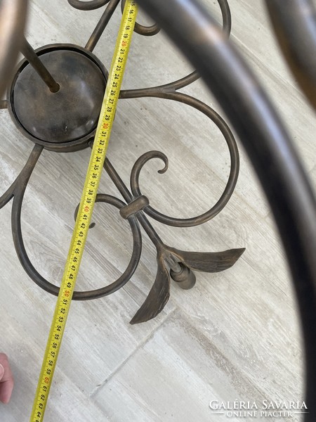 Antique wrought iron chandelier and wall arm