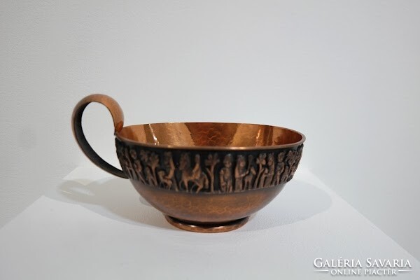 Rare tevan margit hammered red copper decorative dish - 51969