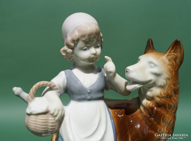 Régi német GDR Lippelsdorf piroska és a farkas porcelán figura