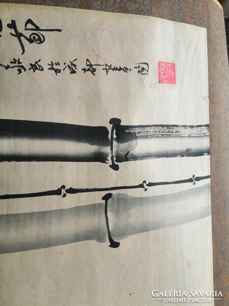 Chinese wall picture with a scroll of reeds
