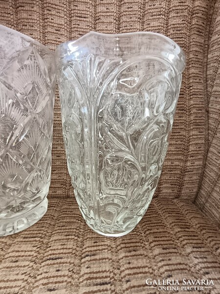 2 large molded glass vases together_4