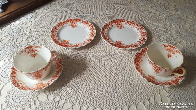 Antik angol porcelán reggeliző,teázó trió 2 db.