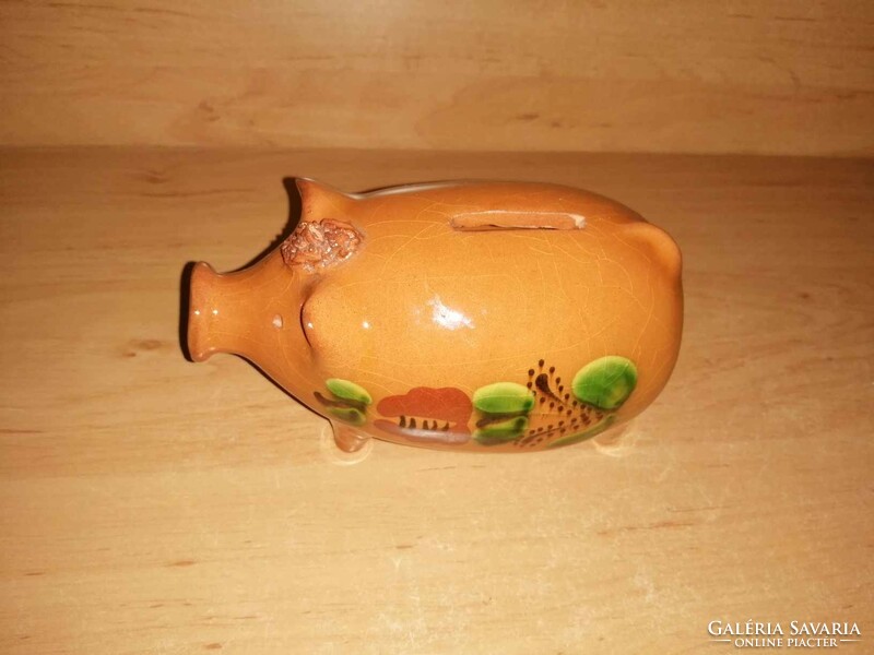 Old glazed ceramic pig bush (b)