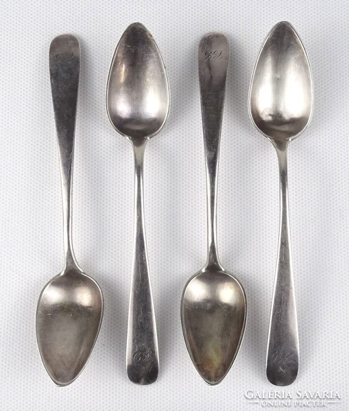 1R023 antique 1846 13-latt silver spoon set 4 pieces 90g