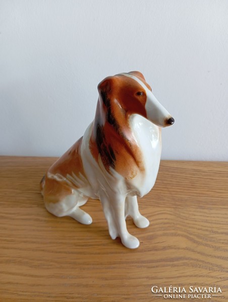 Retro Russian porcelain figure, dog, Scottish shepherd.