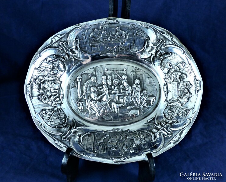 Sumptuous, antique silver tray, Holland, ca. 1880!!!