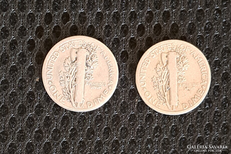 1925,1918, 2 Pieces liberty usa silver 1 dime (764)
