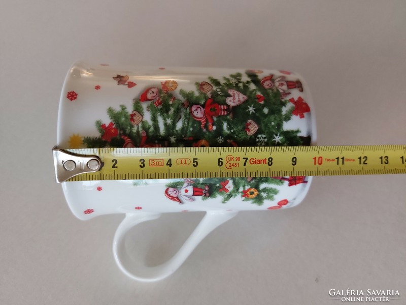 Christmas porcelain mug with Christmas tree elf pattern