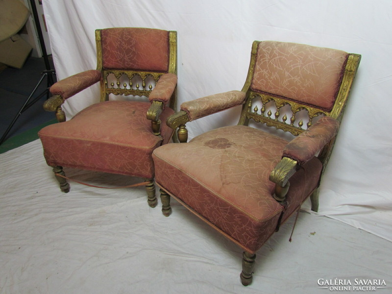 2 antique pewter armchairs
