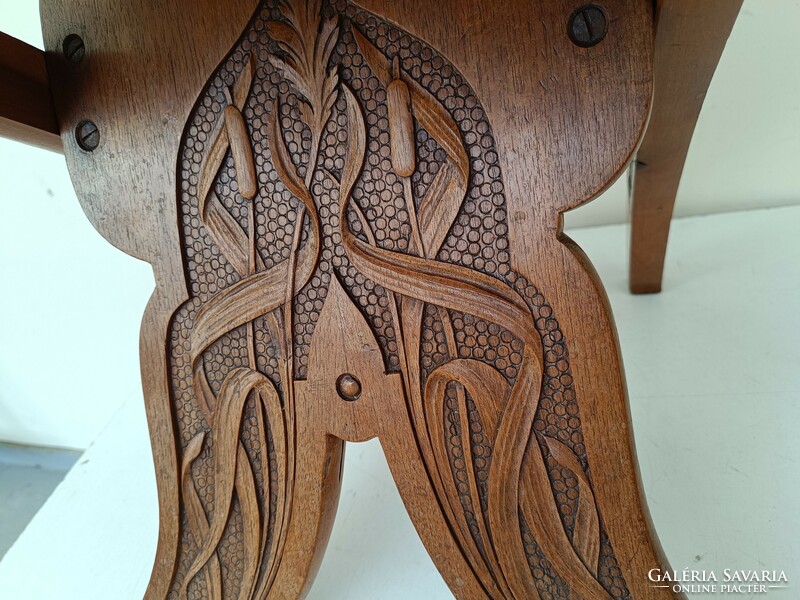 Antique Carved Hardwood Art Nouveau Art Nouveau Furniture Folding Chair 841 8749