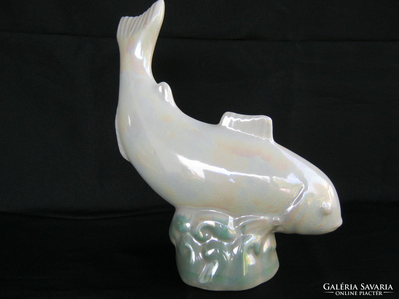 Luster glazed porcelain fish 21 cm