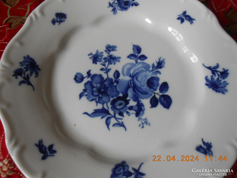 Zsolnay kék rózsás lapos tányér