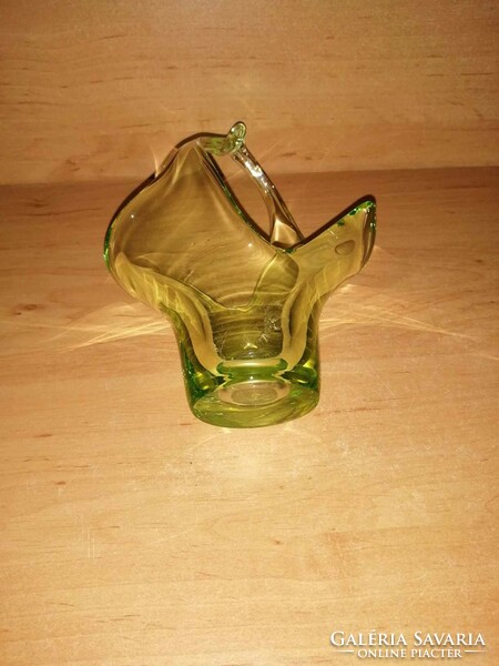 Bohemia green glass (jan beranek) serving basket from the 1960s (b)