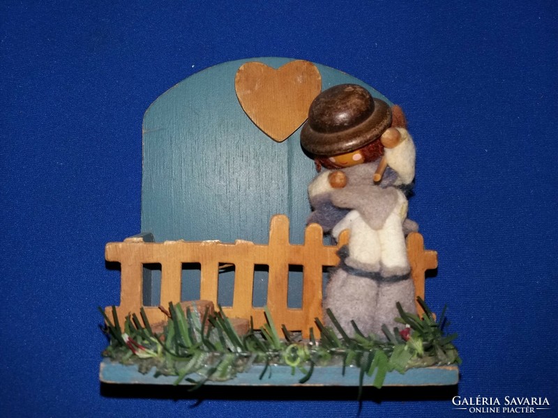 Old wall-hung mini shelf poor lad figurine fairy tale scene 15x15 cm according to the pictures