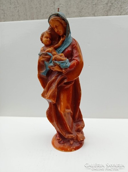 Virgin Mary with baby Jesus wax - candle sculpture