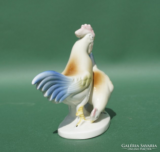 Old GDR lippelsdorf German porcelain hen and rooster couple figure
