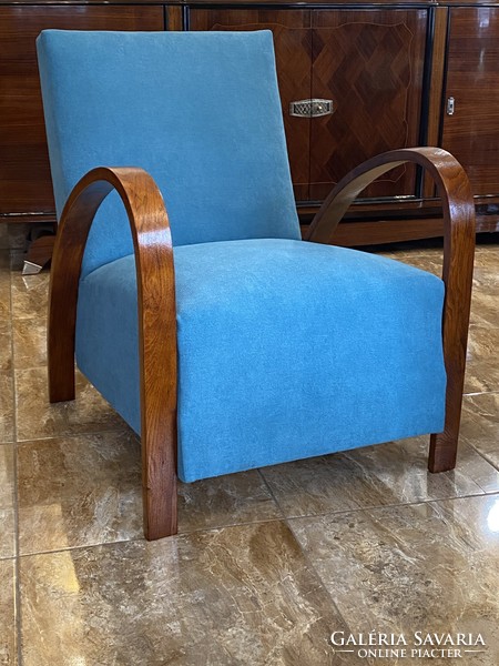 Art deco armchair with turquoise cover