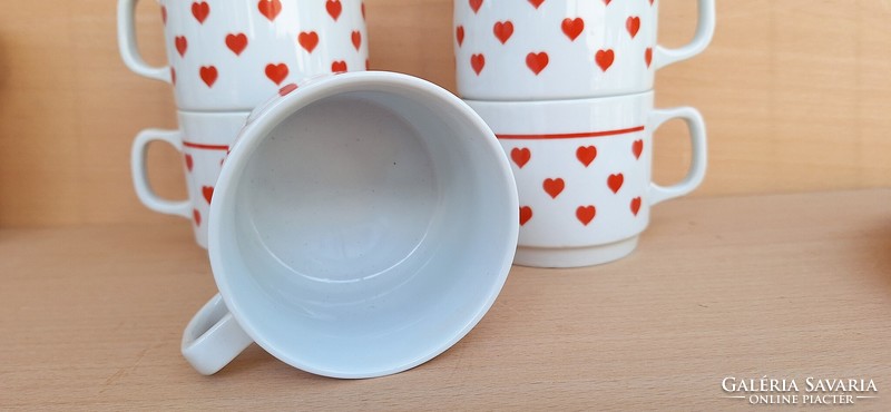 Zsolnay 6 darabos szív , szívecskés  porcelán bögre készlet