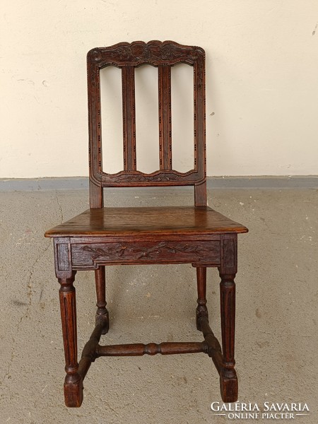 Antique ethnographic folk peasant carved furniture wooden chair 821 8808