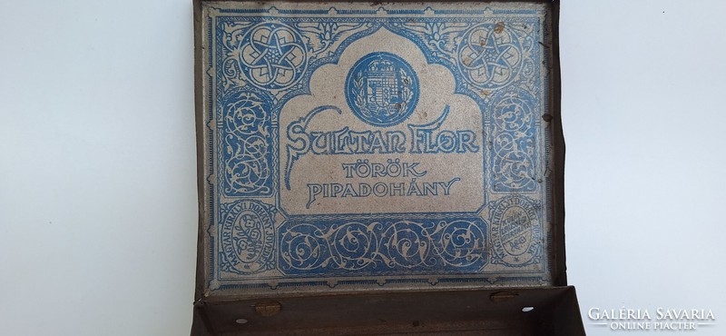 Sultan Flor török pipadohány pléh doboz - Magyar Királyi dohánytermék különlegesség