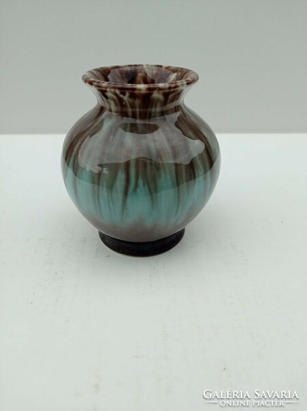 Német türkiz kék árnyalatos mázas kerámia váza
