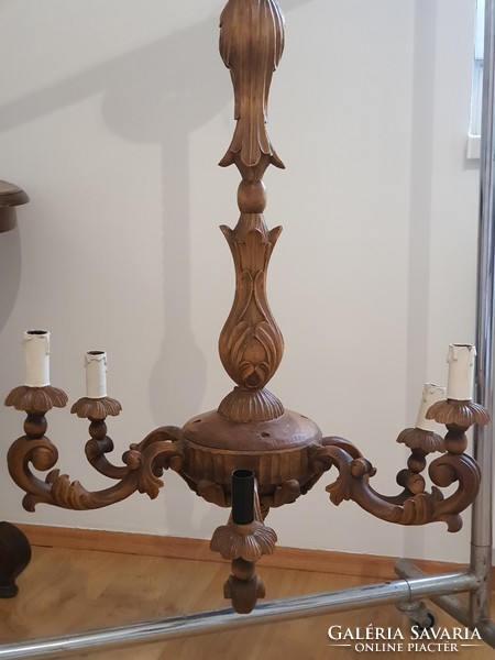 Baroque carved, 6-branch chandelier. (Video!)