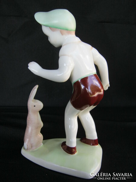 Aquincum porcelain little boy with bunny