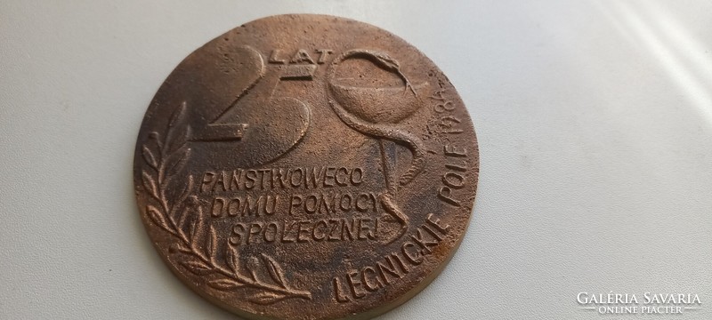 Single-sided Polish bronze plaque from 1984
