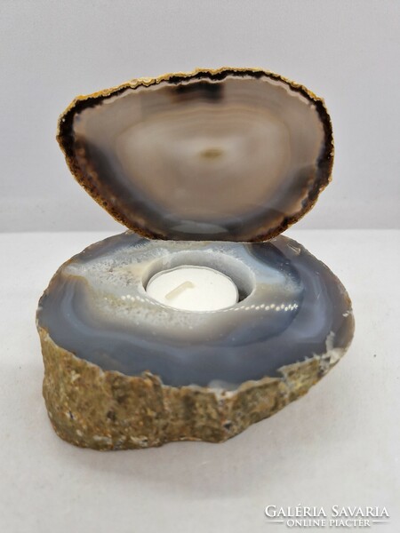 Agate mineral candle holder