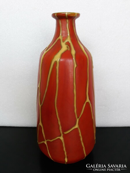 Large retro continuous glazed ceramic vase, 29 cm