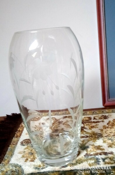 30X11 cm incised glass vase, rare