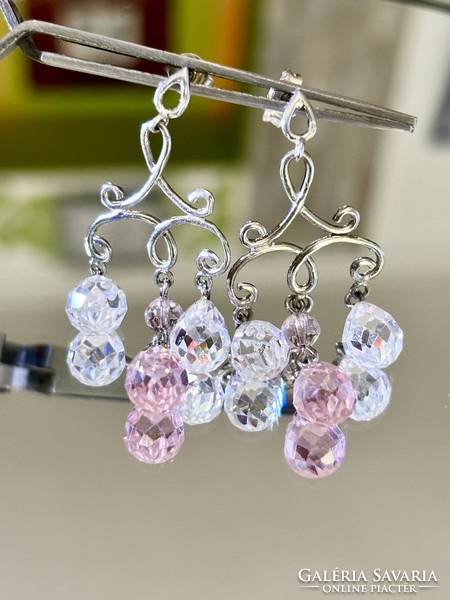 A beautiful pair of silver earrings with crystal decoration