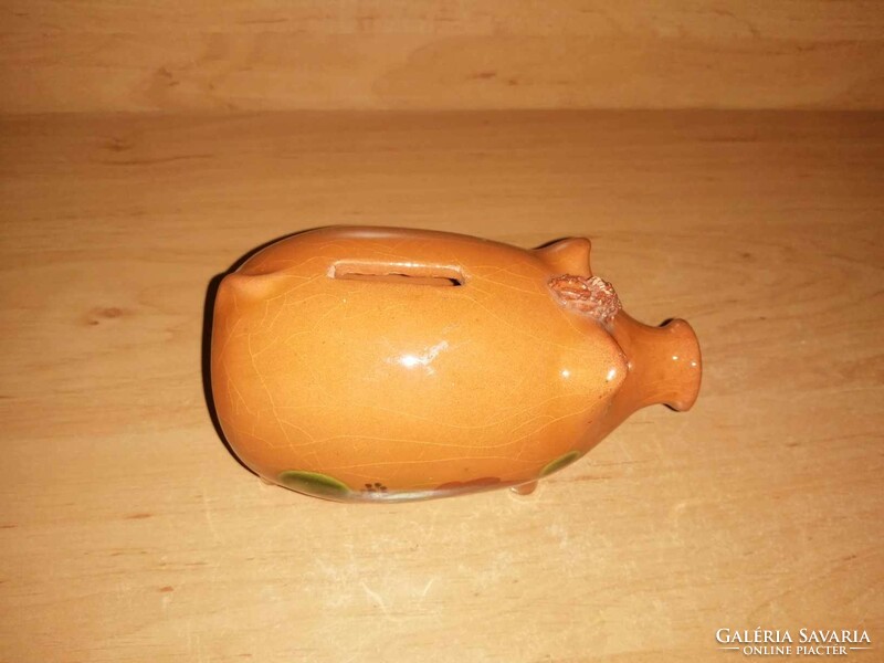 Old glazed ceramic pig bush (b)