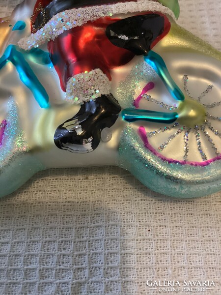 Glass cycling crocodile Christmas tree decoration