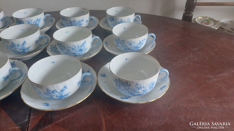 Herend blue tulip pattern tea cup with bottom 12 pcs