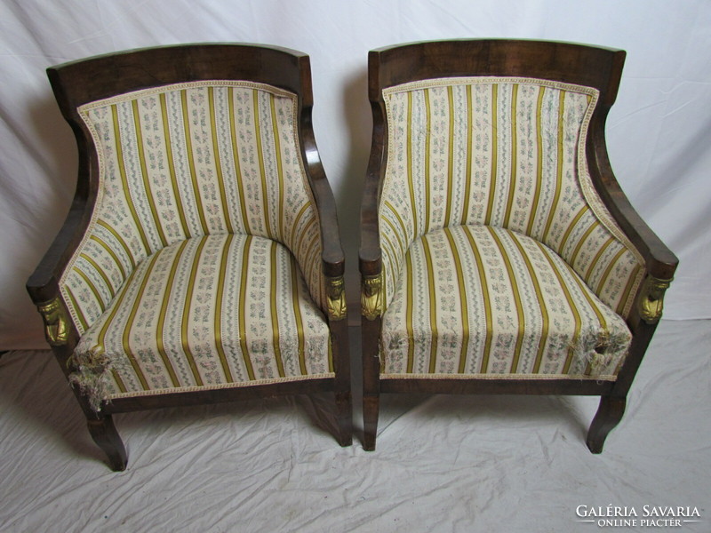 2 antique neo empire armchairs