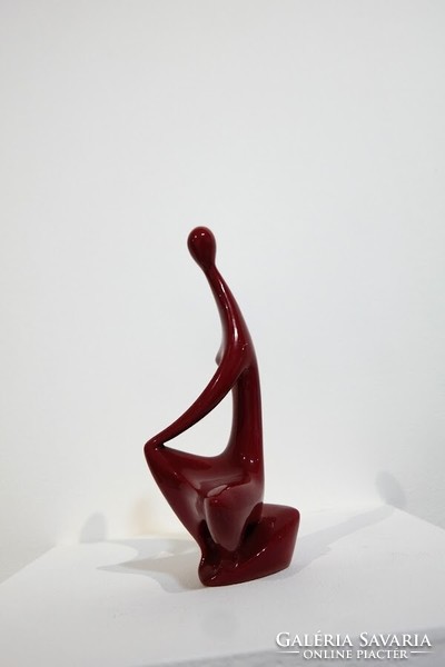János Török: brooding - oxblood glazed Zsolnay porcelain statue - 51966