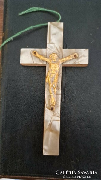 Antique mother-of-pearl inlaid crucifix.