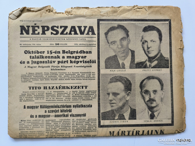 1956 October 6 / vernacular / newspaper - Hungarian / no.: 27553