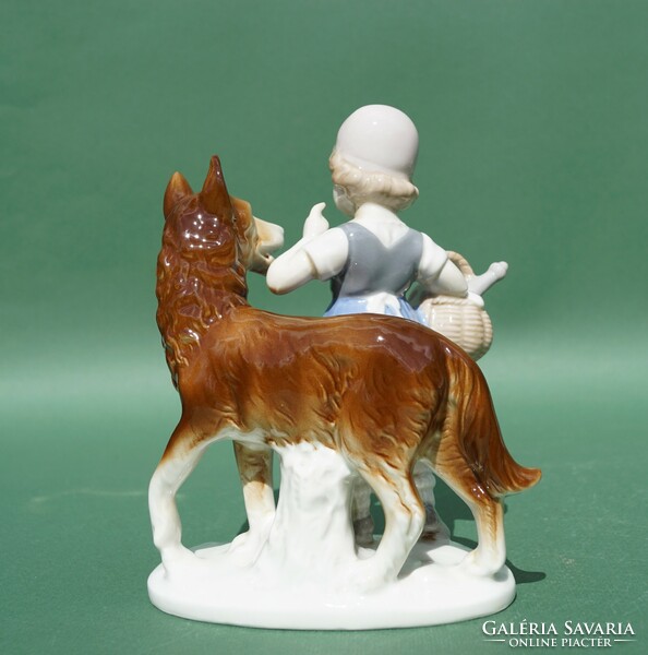 Old German GDR Lippelsdorf Red and the wolf porcelain figure