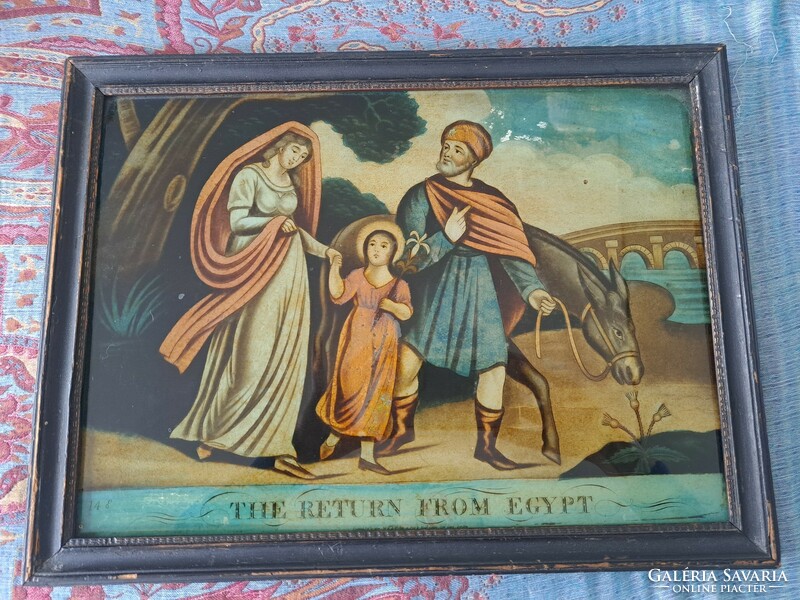 W.B . Walker The return from Egypt 1812 Üvegre festett vallási kép