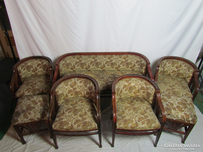 Antique Art Nouveau living room set, 8 pieces