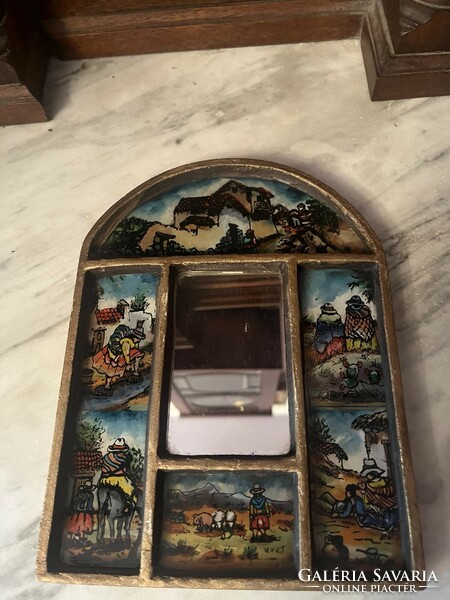 Peruvian mirror mosaic glass picture