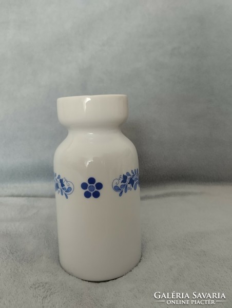 Rare lowland porcelain vase with blue Hungarian pattern, folk motif, 15.5 cm high.