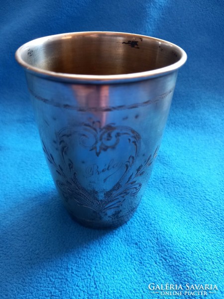 1 antique silver christening glass, 800 dia mark