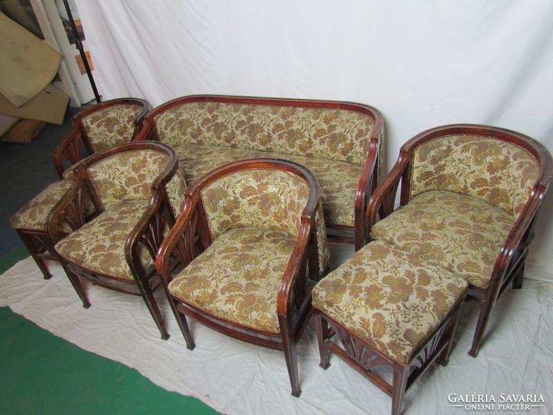 Antique Art Nouveau living room set, 8 pieces