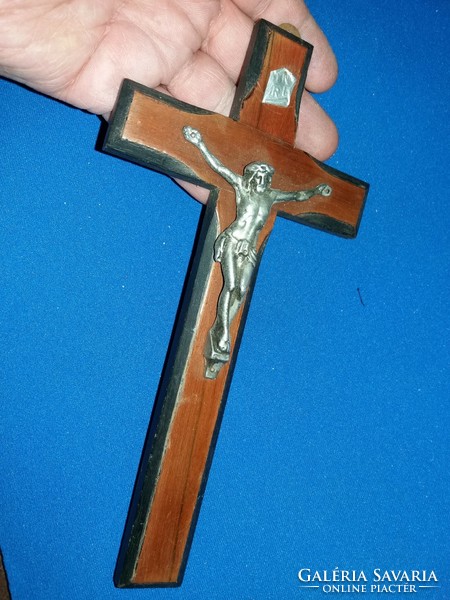 1956. Ix.15. Very nice wooden wall cross, crucifix corpus with metal Jesus corpus according to the pictures