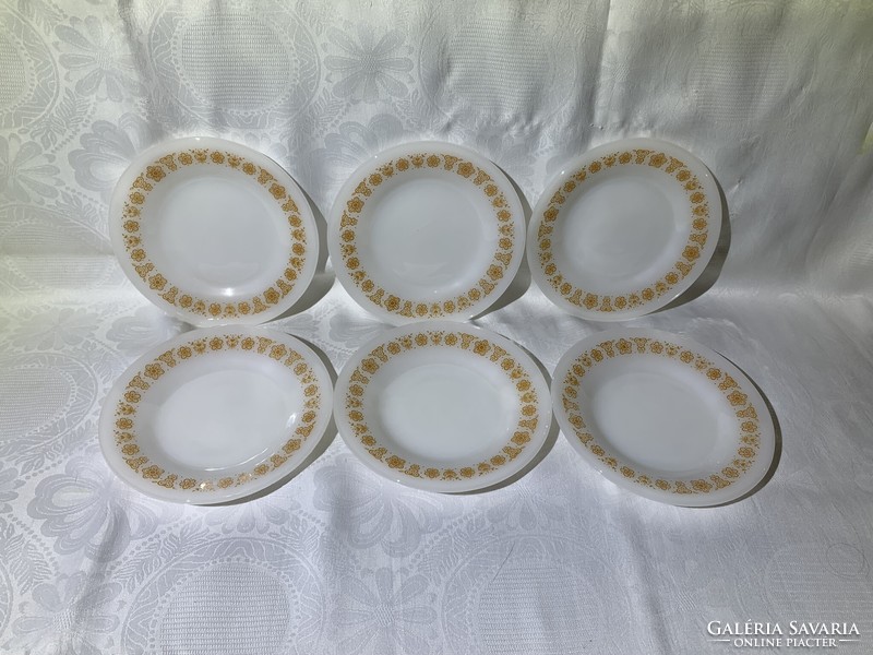 Retro Brazilian thermo rey brasividro plate set- 6-6-6 milk glass soup flat and small plate set