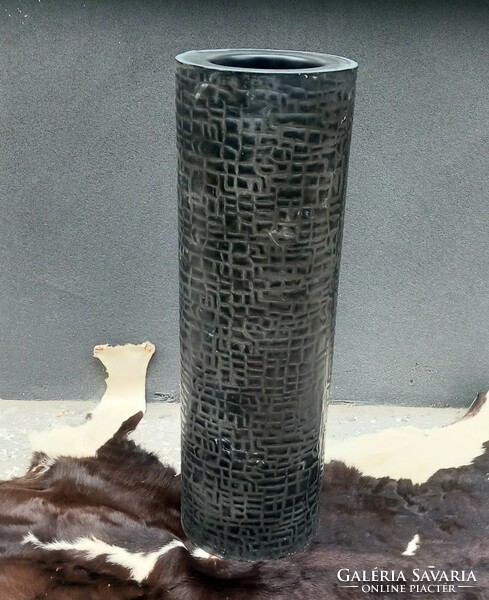 Hatalmas Modernista krokodil bőr  mintás fém váza ALKUDHATÓ design